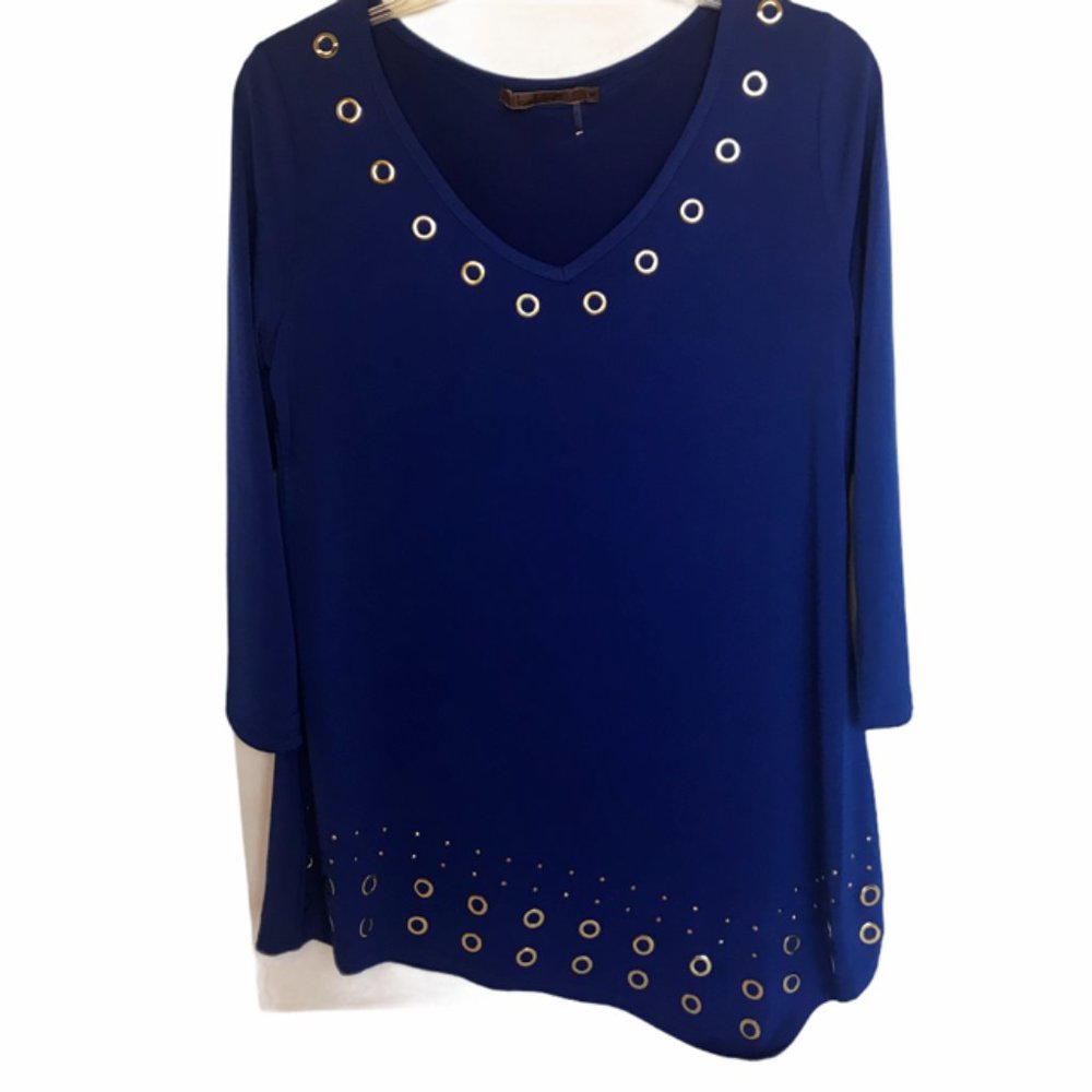Belldini Royal Blue top W/ gold grommets Size M